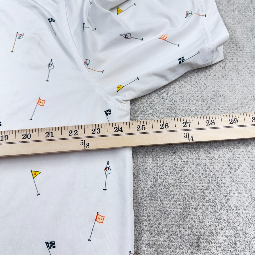 FootJoy Polo Shirt Men XL White Pinehurst Flags Geometric All Over Print STAIN* - Picture 11 of 12